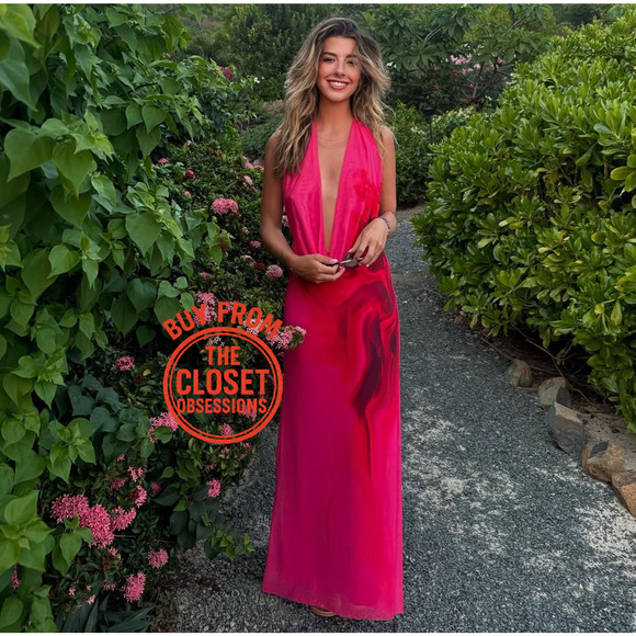 ZARA Fuchsia Open Back Midi Dress NWT | Blogger Fave Halter Neck - Picture 10 of 16